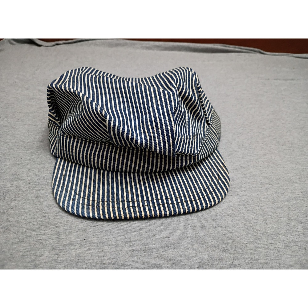 Vintage Rex Hickory Stripe Engineer Hat Made in USA Blue White Denim Snapback